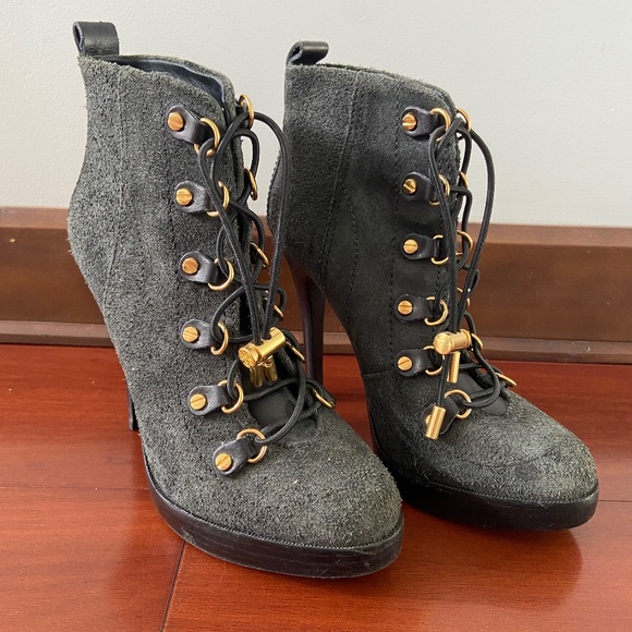 Tory Burch Shoes - TORY BURCH leather booties ankle boots gray size 7 EUC